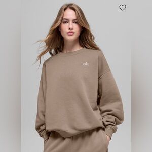 Alo Accolade Crew Neck Pullover, Gravel, Size M